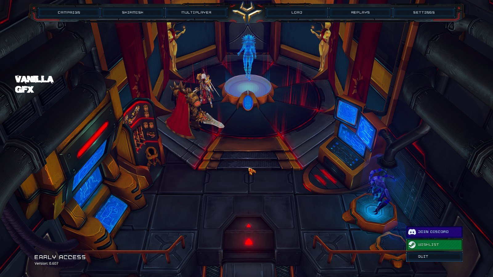 Liquidation RTS main menu rendered with the stock graphics settings